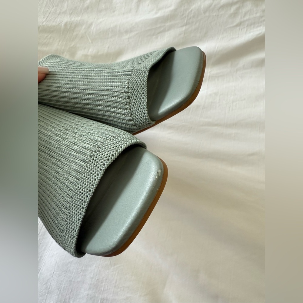 Everlane | SZ 8.5 | Seafoam Green ReKnit Glove Mule Open Toe Block Heel Slide - Picture 8 of 11